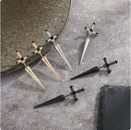 Illusion Dagger Sword Earrings - Mystical Rose Gems