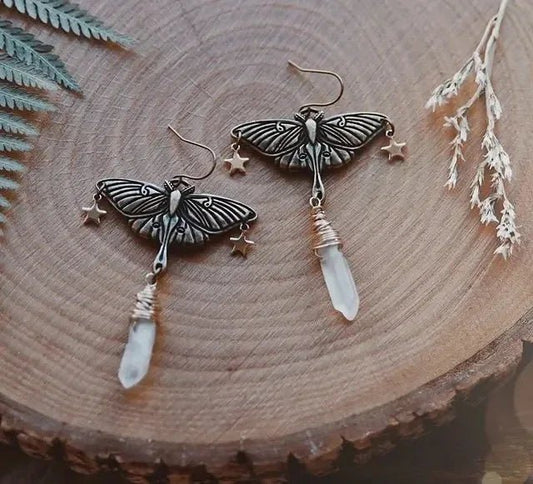 Luna Moth Dangle Earrings - Mystical Rose Gems