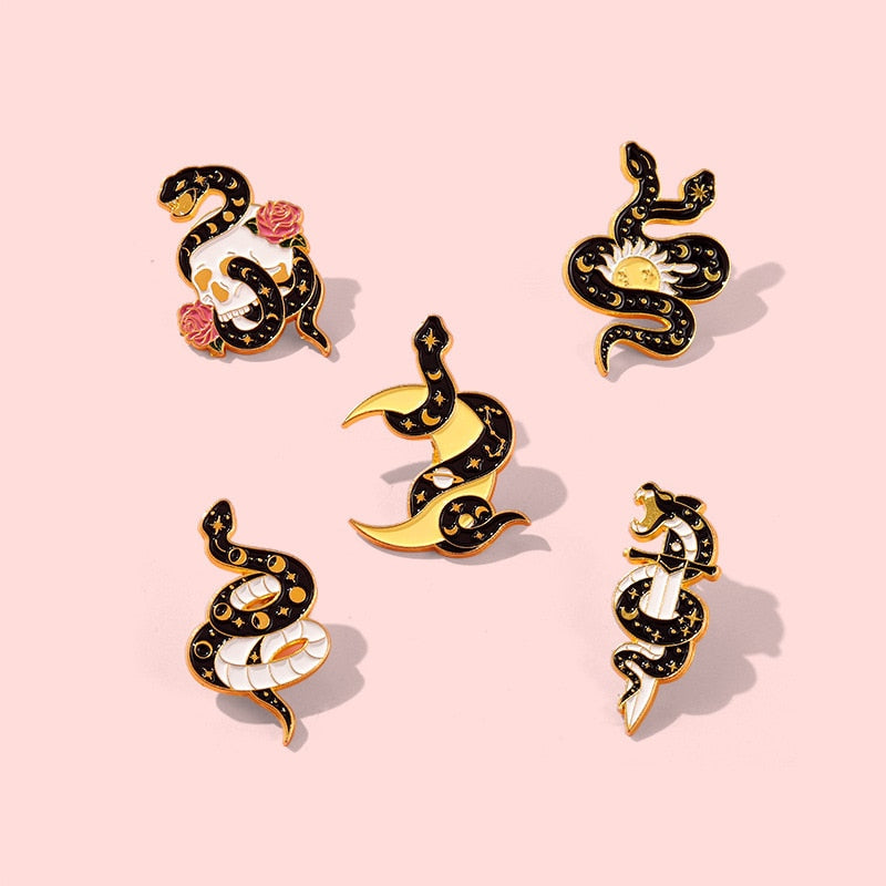 Tarot and Snake Enamel Pins