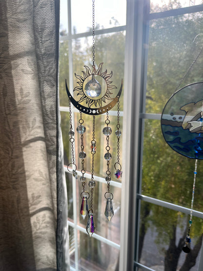 Gold Metal Moon Phase Suncatcher