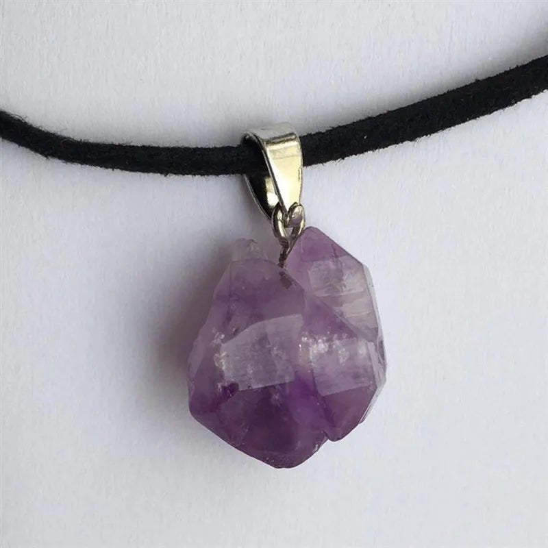 Amethyst Crystal Suede Wrap Choker Necklace - Mystical Rose Gems