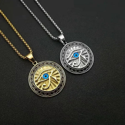 Ancient Egyptian Eye of Horus and Ankh Pendant Necklaces - Mystical Rose Gems