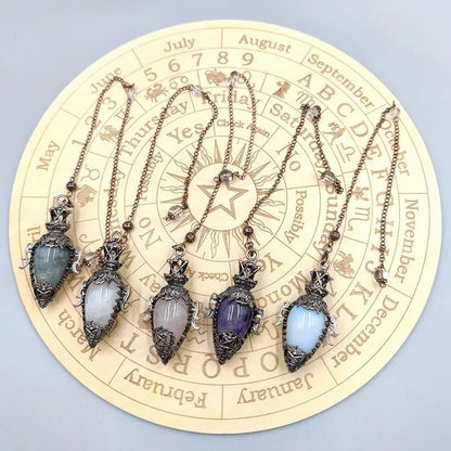 Antique - Inspired Natural Healing Crystal Pendulums for Divination - Mystical Rose Gems