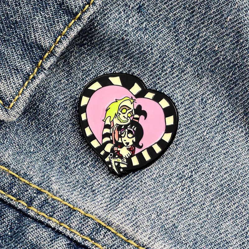 Beetlejuice and Lydia Deetz Cartoon Pin - Mystical Rose Gems