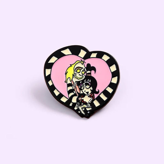 Beetlejuice and Lydia Deetz Cartoon Pin - Mystical Rose Gems