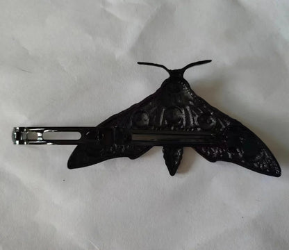 Black Moon Luna Moth French Barrette - Mystical Rose Gems