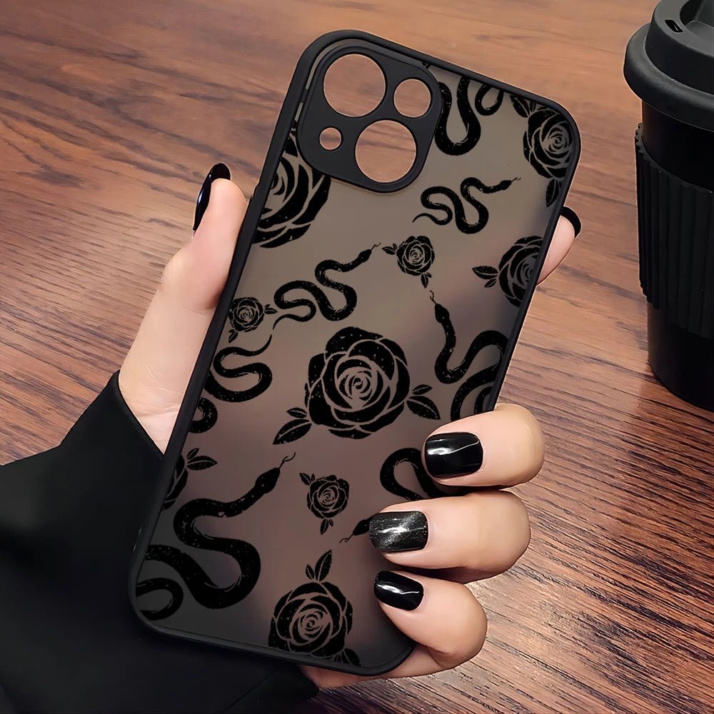 Black Snake Graphic Cell Phone Case For iPhone - Mystical Rose Gems