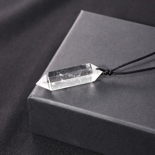 Clear Quartz Double Point Gemstone Pendant Necklace - Mystical Rose Gems