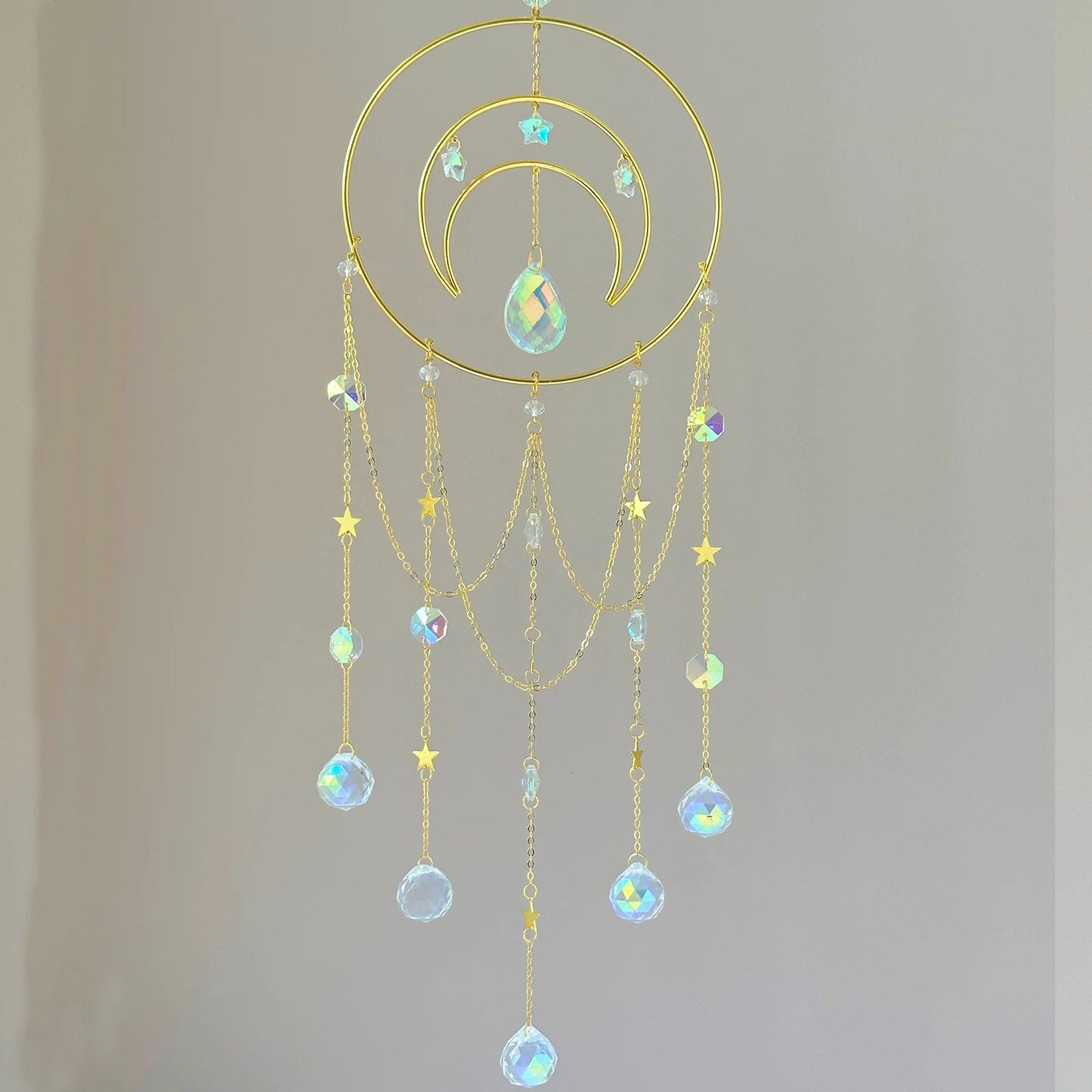 Crescent Moon Prism Suncatcher - Mystical Rose Gems