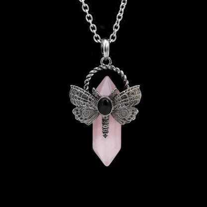 Crystal Butterfly Pendant in Antique Silver - Mystical Rose Gems