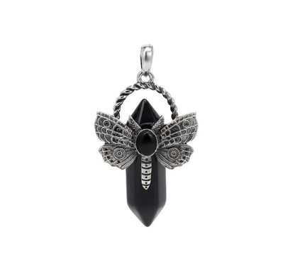 Crystal Butterfly Pendant in Antique Silver - Mystical Rose Gems