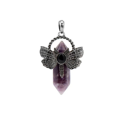 Crystal Butterfly Pendant in Antique Silver - Mystical Rose Gems