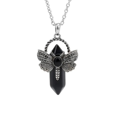 Crystal Butterfly Pendant in Antique Silver - Mystical Rose Gems