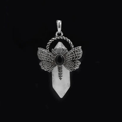 Crystal Butterfly Pendant in Antique Silver - Mystical Rose Gems