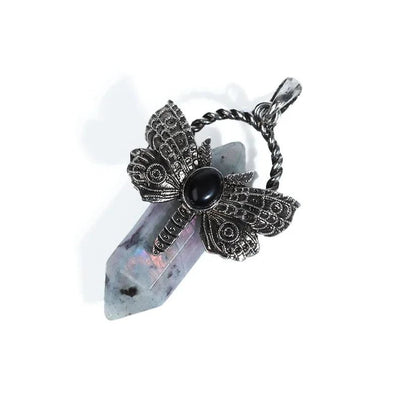 Crystal Butterfly Pendant in Antique Silver - Mystical Rose Gems