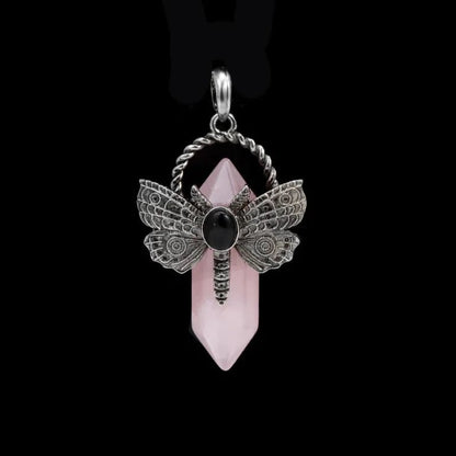 Crystal Butterfly Pendant in Antique Silver - Mystical Rose Gems