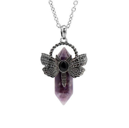 Crystal Butterfly Pendant in Antique Silver - Mystical Rose Gems