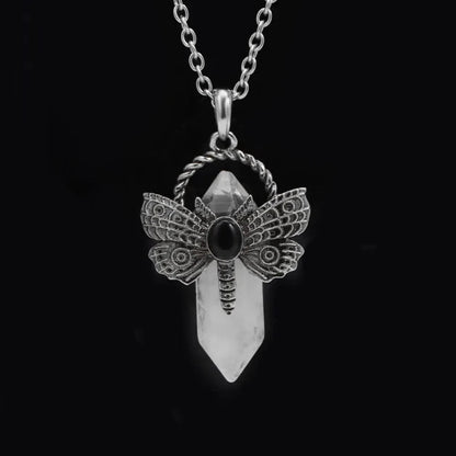 Crystal Butterfly Pendant in Antique Silver - Mystical Rose Gems