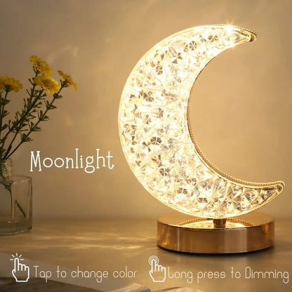 Crystal Moon Dimming Night Light - Mystical Rose Gems