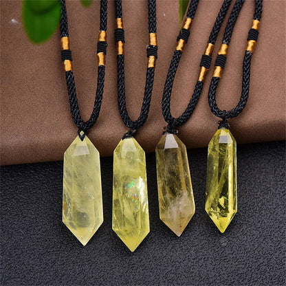 Crystal Pendants - Double Pointed Hexagonal Necklaces - Mystical Rose Gems