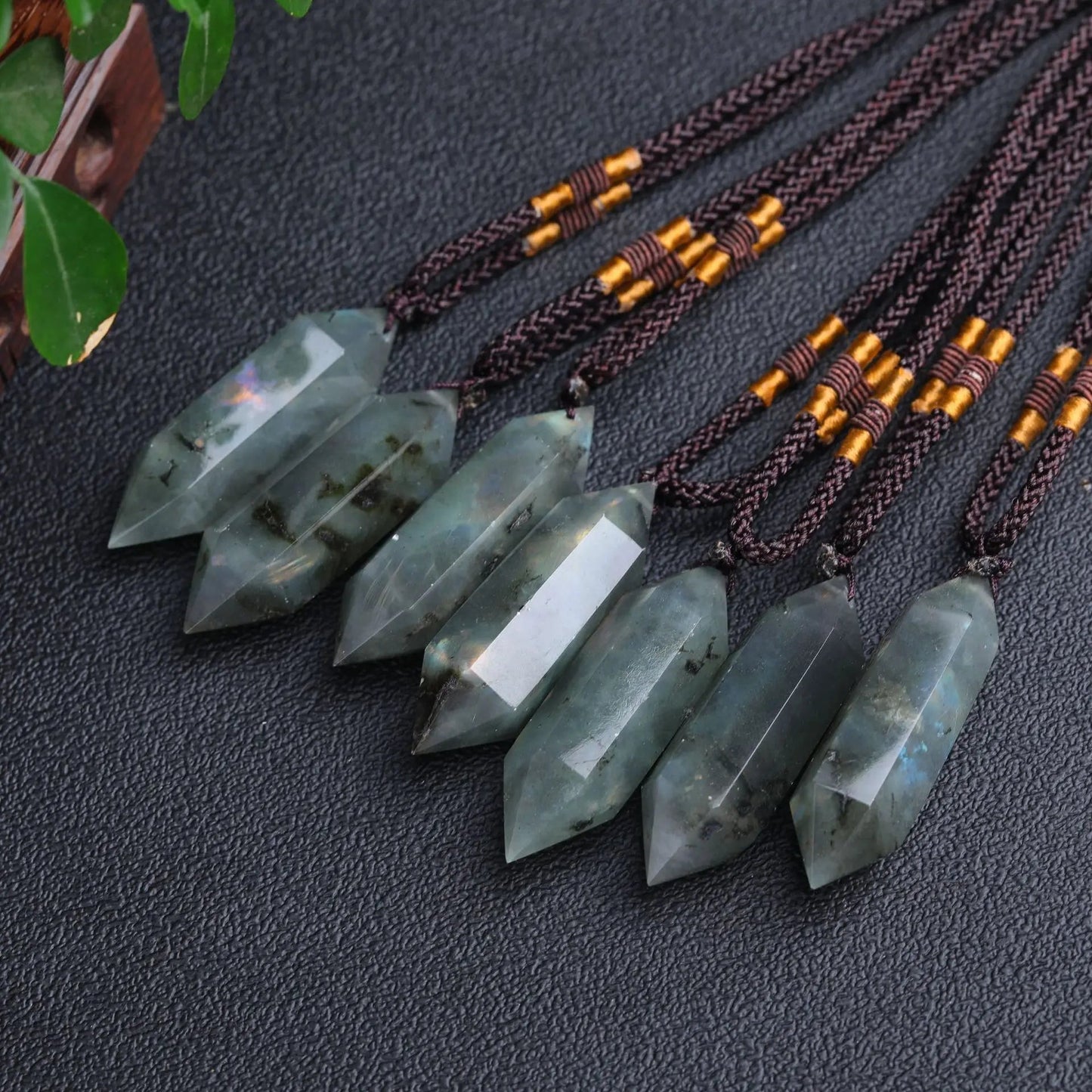 Crystal Pendants - Double Pointed Hexagonal Necklaces - Mystical Rose Gems