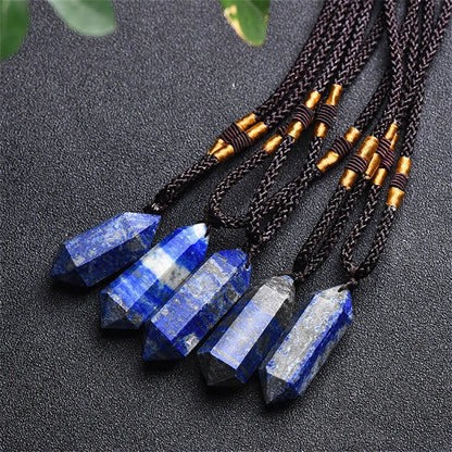 Crystal Pendants - Double Pointed Hexagonal Necklaces - Mystical Rose Gems