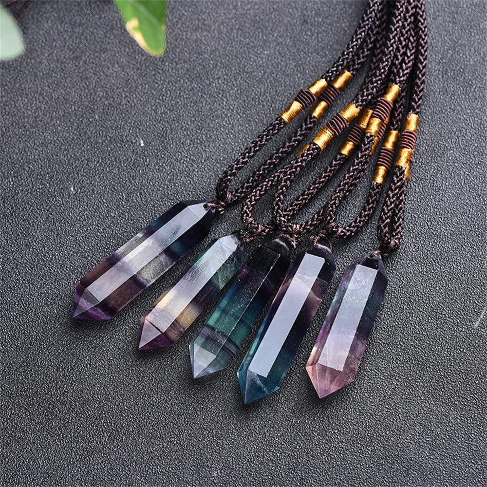 Crystal Pendants - Double Pointed Hexagonal Necklaces - Mystical Rose Gems