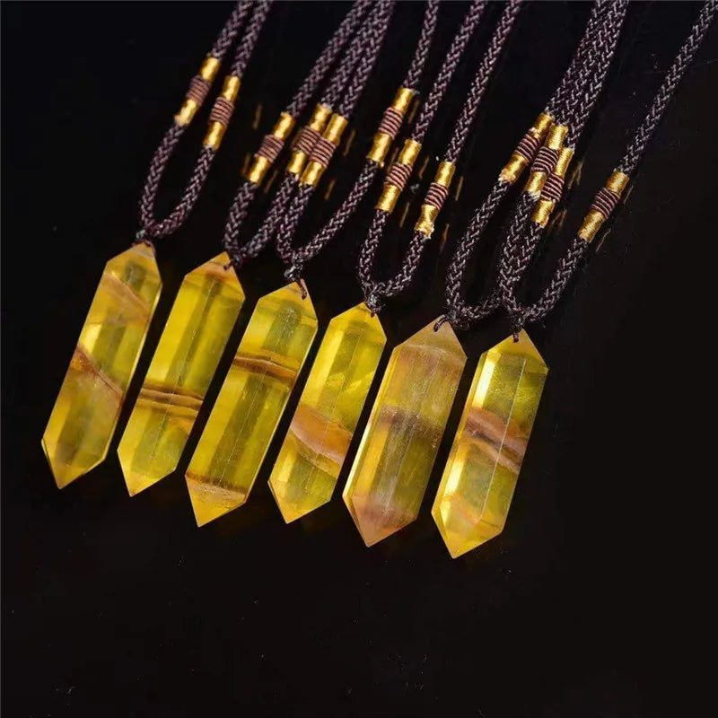 Crystal Pendants - Double Pointed Hexagonal Necklaces - Mystical Rose Gems