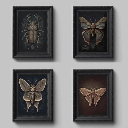 Dark Academia Insects Canvas Wall Art - Mystical Rose Gems