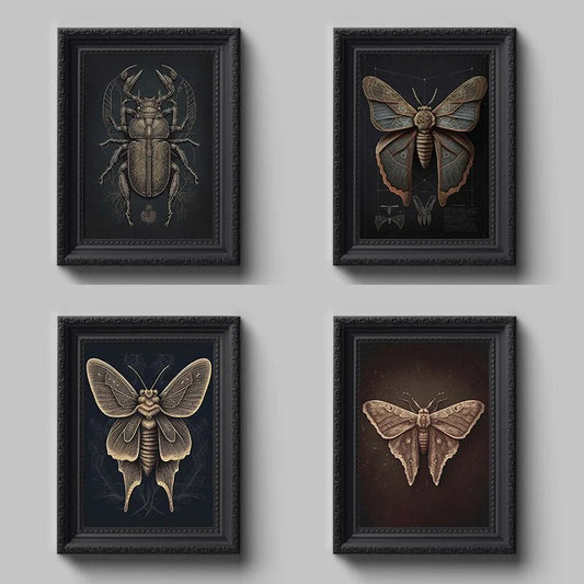 Dark Academia Insects Canvas Wall Art - Mystical Rose Gems