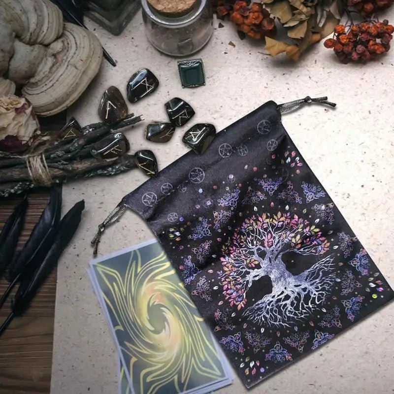 Drawstring Velvet Tarots Card Storage Bag - Mystical Rose Gems