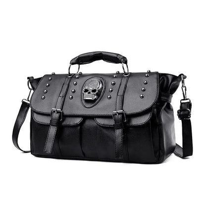 Faux Leather Goth Skull Tote Bag - Mystical Rose Gems