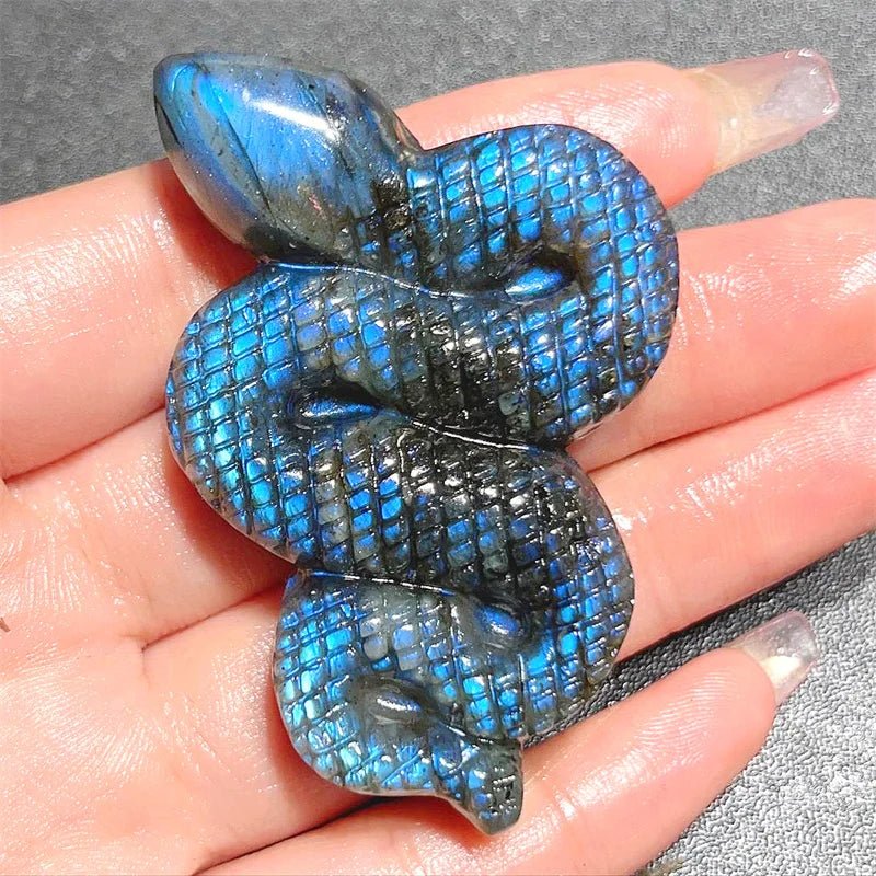 Hand - Carved Labradorite Snake - Mystical Rose Gems