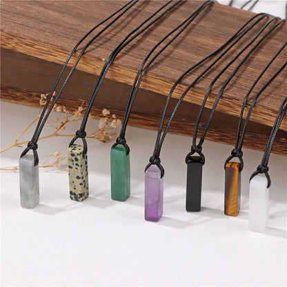 Healing Crystal Natural Stone Rectangle Pendants - Mystical Rose Gems