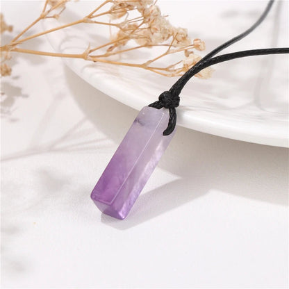 Healing Crystal Natural Stone Rectangle Pendants - Mystical Rose Gems