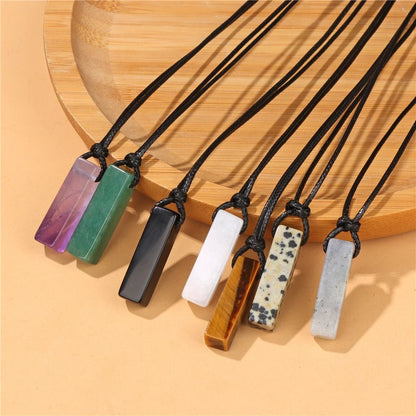 Healing Crystal Natural Stone Rectangle Pendants - Mystical Rose Gems