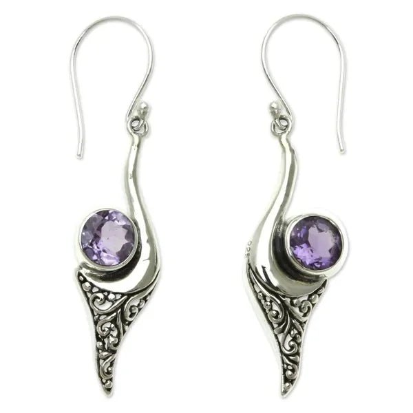 Mermaid Tail Cubic Zirconia Purple Earrings - Mystical Rose Gems