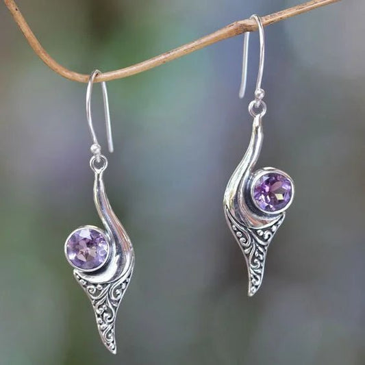 Mermaid Tail Cubic Zirconia Purple Earrings - Mystical Rose Gems