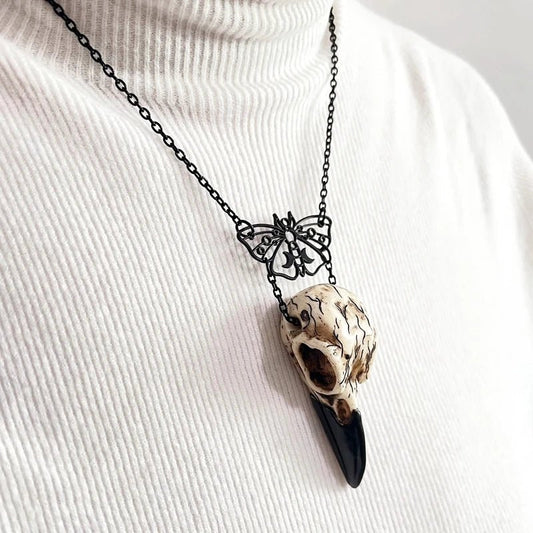 Moon Moth Raven Skull Pendant - Mystical Rose Gems