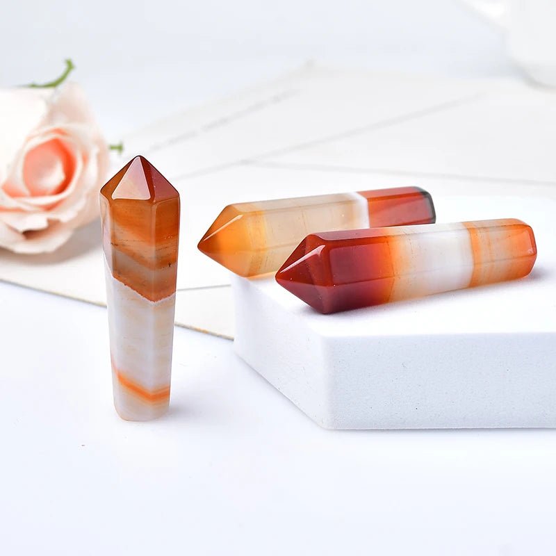 Natural Carnelian Hexagonal Column - Mystical Rose Gems