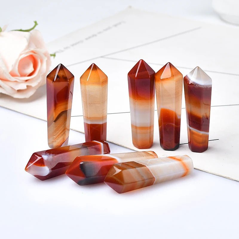 Natural Carnelian Hexagonal Column - Mystical Rose Gems