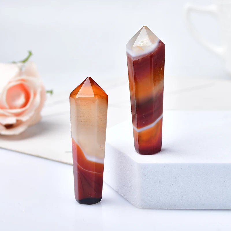 Natural Carnelian Hexagonal Column - Mystical Rose Gems