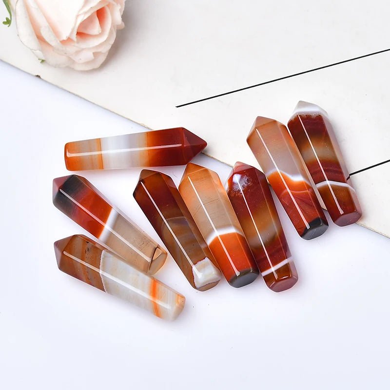 Natural Carnelian Hexagonal Column - Mystical Rose Gems