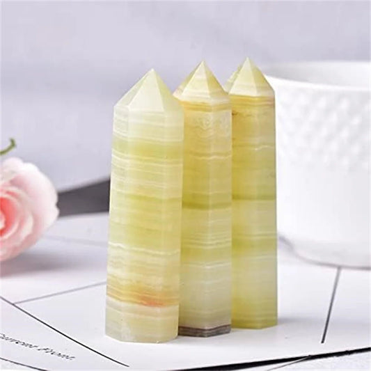 Natural Crystal Point Light Yellow Afghan Jade Tower - Mystical Rose Gems