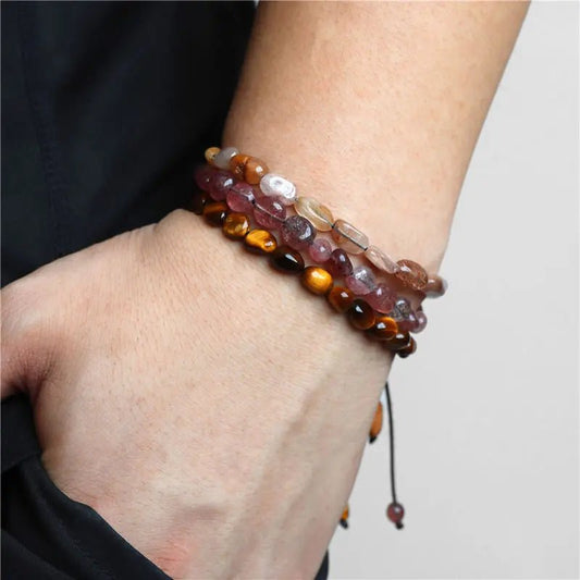 Natural Crystal Stone Woven Bracelet - Mystical Rose Gems