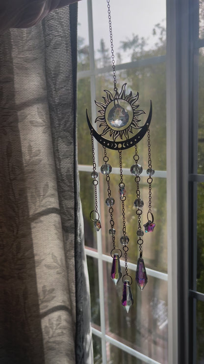 Gold Metal Moon Phase Suncatcher Video