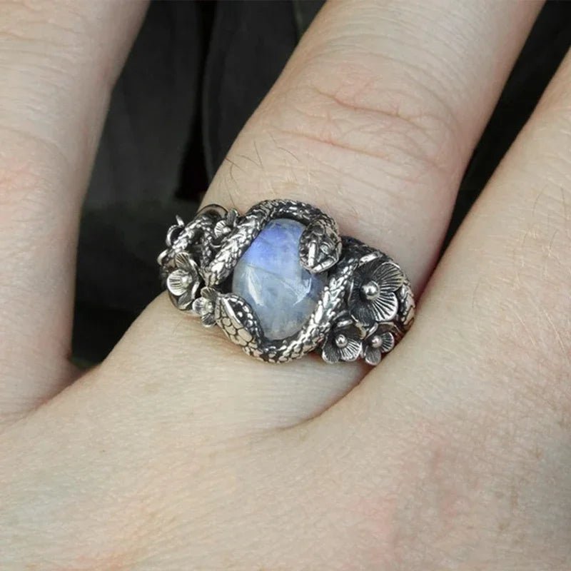 Snake Flower Moonstone Ring - Mystical Rose Gems