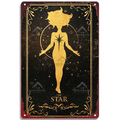 Tarot Metal Poster Wall Decor - Mystical Rose Gems