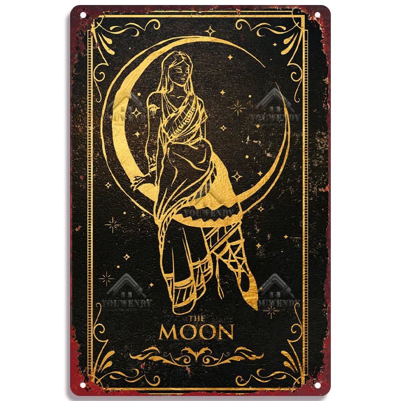 Tarot Metal Poster Wall Decor - Mystical Rose Gems