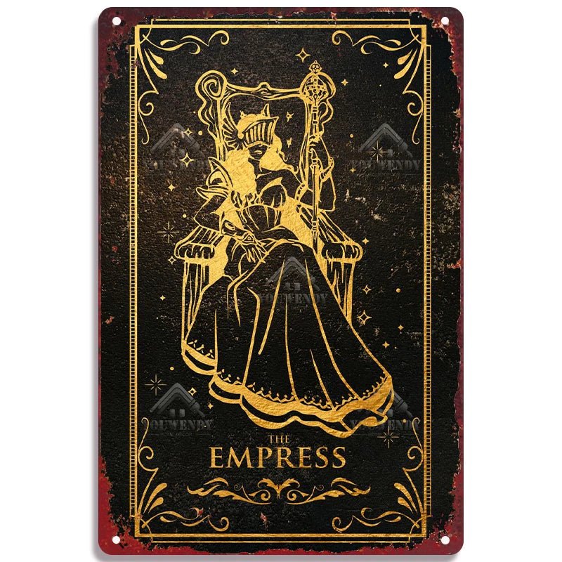 Tarot Metal Poster Wall Decor - Mystical Rose Gems